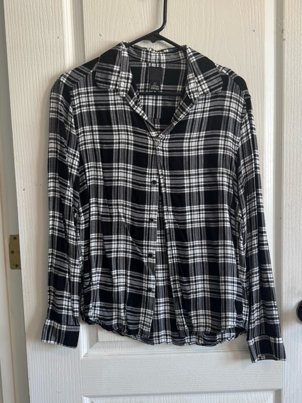 H&M Black and White Plaid Button-Down Shirt